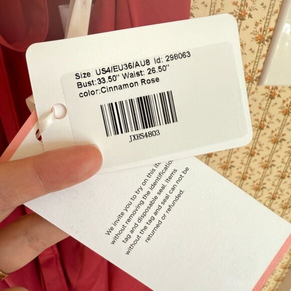 NWT JJ’s House A-line Ruffle Tie-Back Chiffon Maxi Dress in Cinnamon Rose | 4 - Picture 5 of 6